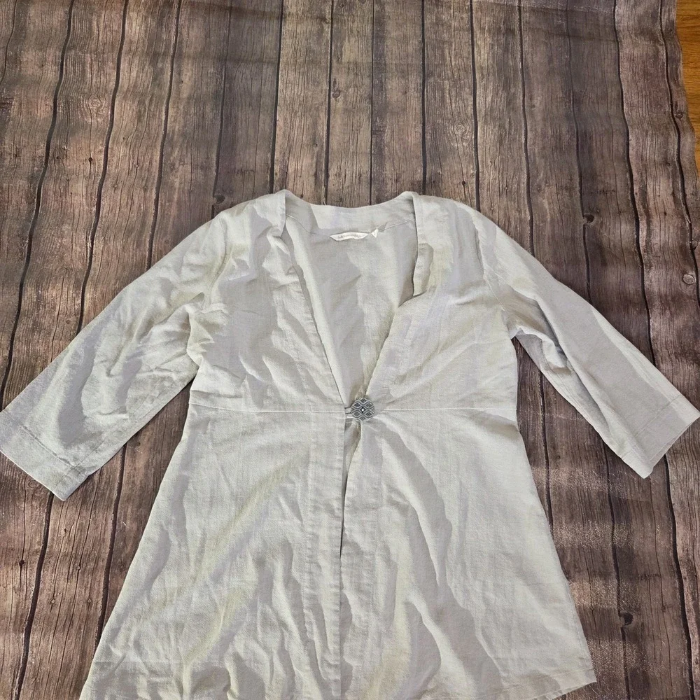 Soft‎ Surroundings Cardigan Womens M Light Peach Open Front Long Sleeve